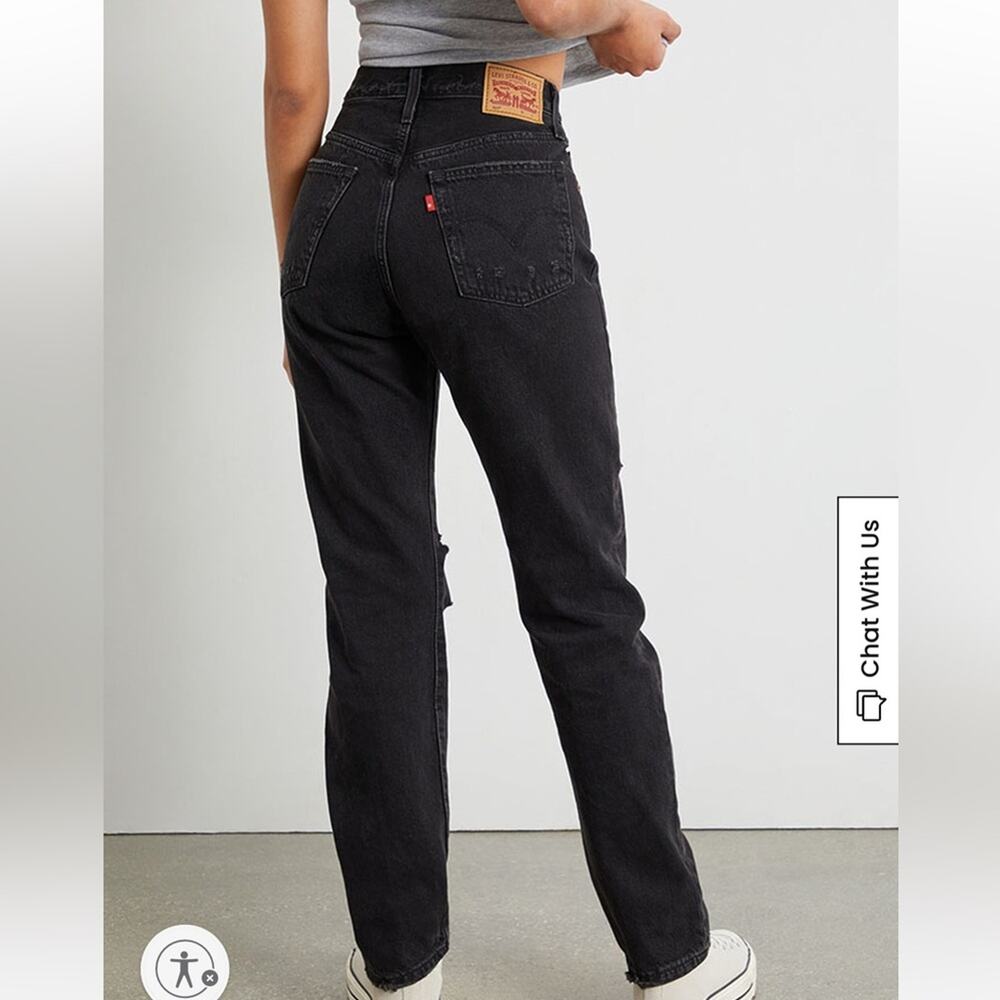 NWT Levi’s 501 Black Ripped High Rise Jeans Straight Leg DenimWomens Size 29